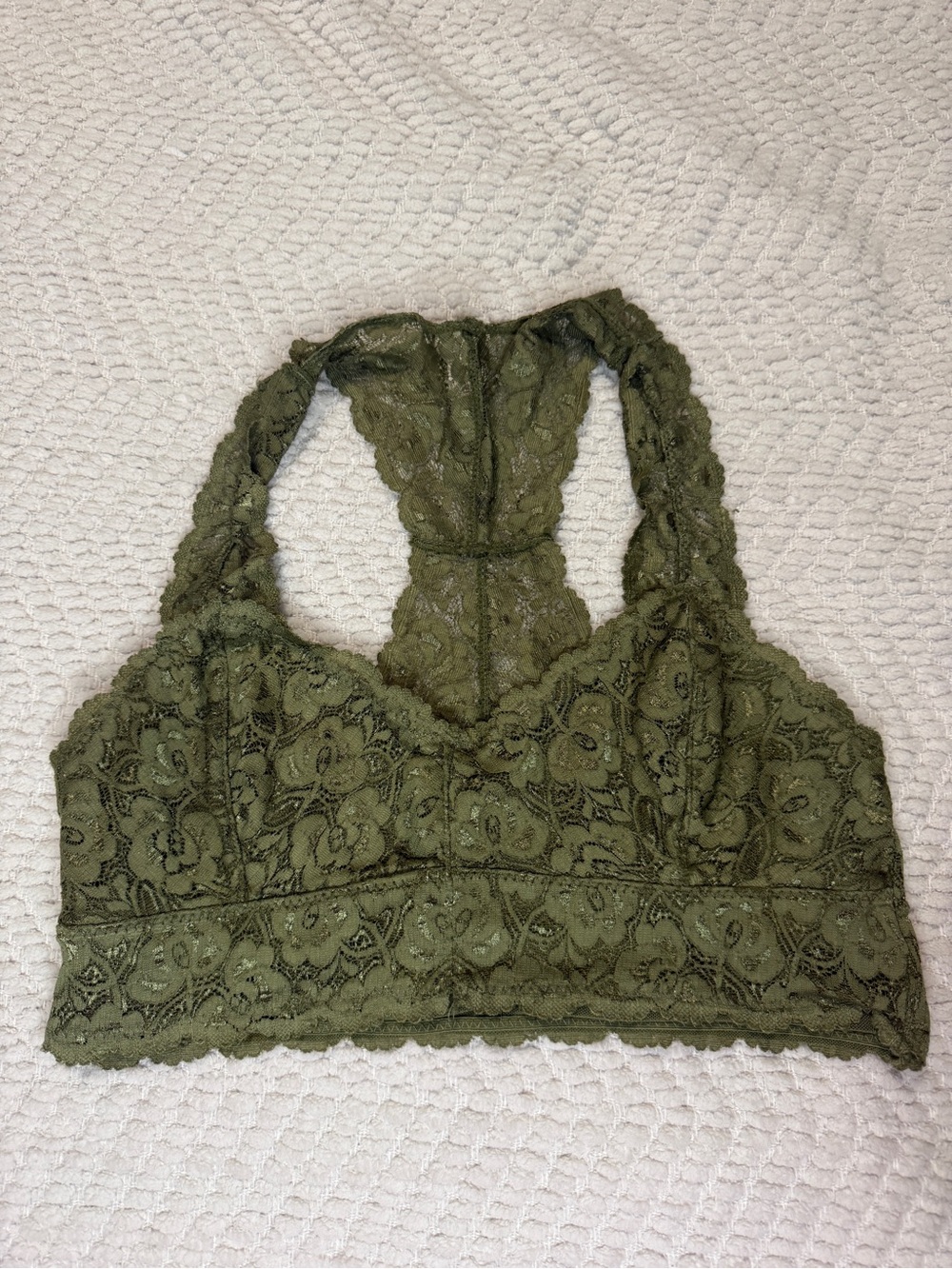 Anemone Olive Green Lace Racerback Bralette
